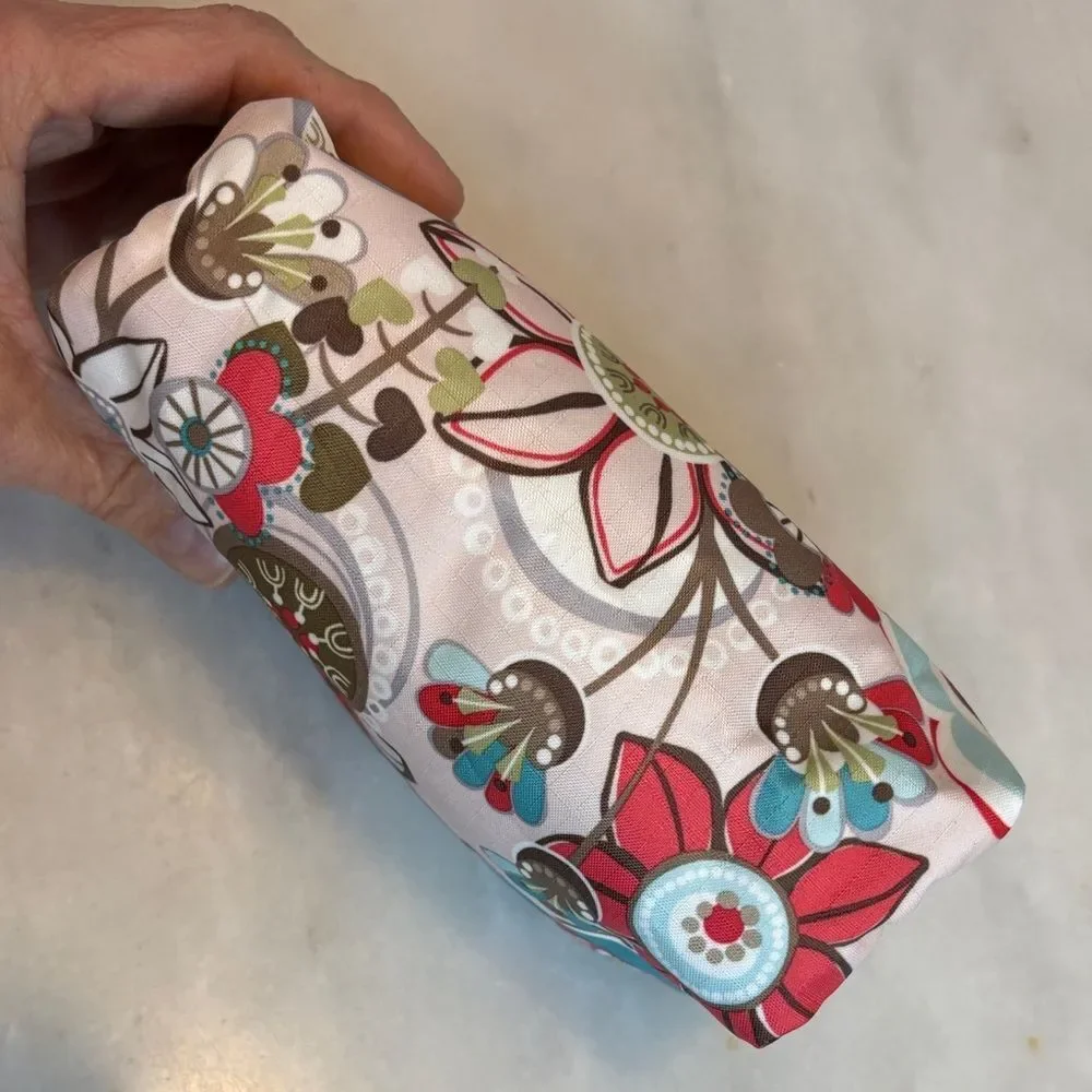 LeSportsac Fantazmic Floral Brown Pouch Cosmetic Bag Travel Organizer Y2K Nylon
